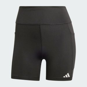 Legginsy Own the Run Short. Czarne legginsy ADIDAS, bez wzorów, z elastanu, z podwyższonym stanem, krótkie. Za 219,00 zł.