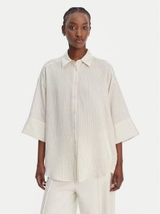 Eleh Koszula SS260297 Biały Relaxed Fit. Białe koszule Eleh, bez wzorów, z bawełny, bez kołnierzyka, bez ramiączek. Za 499,99 zł.