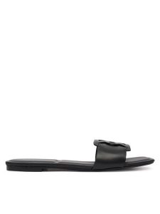 Calvin Klein Klapki Square Flat Sandal Emblem HW0HW03128 Czarny. Czarne klapki Calvin Klein, bez wzorów, ze skóry, bez obcasa. Za 409,99 zł.