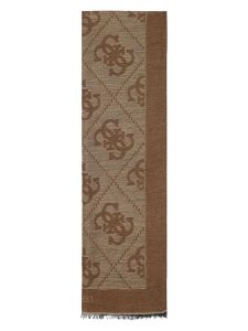 Guess Szal w kolorze jasnobrązowym - 180 x 53 cm rozmiar: onesize. Brązowe szaliki Guess, z aplikacjami, z materiału. Za 266,01 zł.