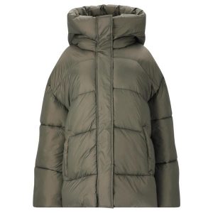 Damska kurtka z kapturem Athlecia Shaja. Szare kurtki Athlecia, bez wzorów, z puchu, z kapturem. Za 517,50 zł.