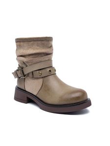 Foreverfolie Botki w kolorze khaki rozmiar: 36. Brązowe botki Foreverfolie, bez wzorów, bez obcasa, bez zapięcia. Za 118,56 zł.