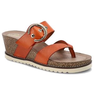 Pomarańczowe Klapki Yokono Wygodne Buty Na Koturnie. Brązowe klapki Yokono, bez wzorów, z gumy, bez obcasa, na koturnie. Za 209,00 zł.