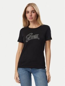 Guess T-Shirt W6BI21 K6040 Czarny Regular Fit. Czarne t-shirty Guess, xxl, z aplikacjami, bez kołnierzyka, bez ramiączek. Za 234,99 zł.