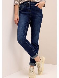 Cecil Dżinsy - Slim fit - w kolorze granatowym rozmiar: W30/L30. Niebieskie jeansy Cecil, z aplikacjami, ze skóry, z podwyższonym stanem. Za 171,68 zł.