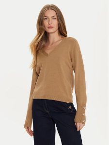 Morgan Sweter 242-MGOLD Beżowy Regular Fit. Brązowe swetry klasyczne Morgan, m, z syntetyku, bez kołnierzyka. Za 139,99 zł.