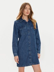 Noisy May Sukienka jeansowa New Signe 27034106 Granatowy Relaxed Fit. Niebieskie kombinezony Noisy may, l, bez wzorów, z bawełny, bez kołnierzyka, bez ramiączek. Za 129,99 zł.
