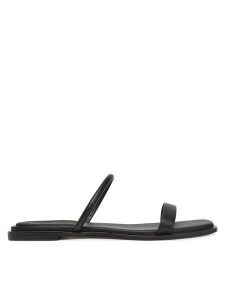 Calvin Klein Klapki Flat Sandal Squared 2-Bar Lth HW0HW02532 Czarny. Czarne klapki Calvin Klein, bez wzorów, ze skóry, bez obcasa. Za 309,99 zł.