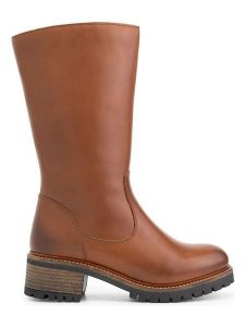 Mysa Skórzane kozaki "Dianthe" w kolorze jasnobrązowym rozmiar: 40. Brązowe kozaki Mysa, na zimę, bez wzorów, z materiału, bez obcasa, bez zapięcia. Za 324,26 zł.