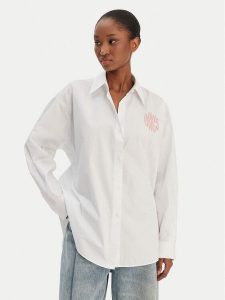 HUGO Koszula Elisana B 50552146 Biały Oversize. Białe koszule Hugo, bez wzorów, z bawełny, bez kołnierzyka, bez ramiączek. Za 449,99 zł.