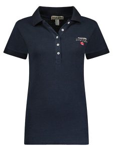 ANAPURNA Koszulka polo "Kelodana" w kolorze granatowym rozmiar: M. Niebieskie bluzki ANAPURNA, m, bez wzorów, z bawełny, bez kołnierzyka, bez ramiączek. Za 83,42 zł.