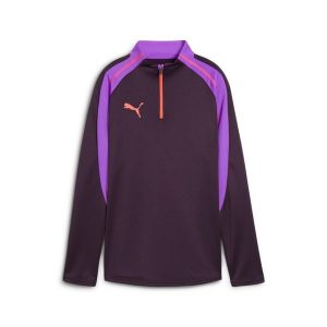 Damska bluza piłkarska z zamkiem 1/4 individualBLAZE PUMA Midnight Plum Purple. Fioletowe kurtki Puma, bez wzorów, bez kaptura. W wyprzedaży za 146,85 zł.