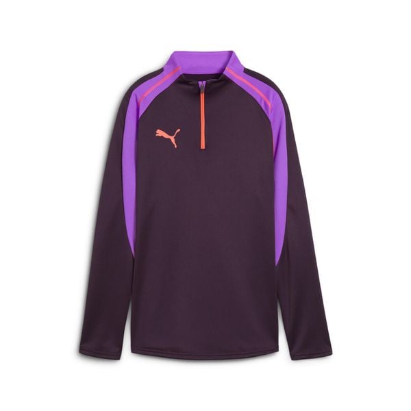 Damska bluza piłkarska z zamkiem 1/4 individualBLAZE PUMA Midnight Plum Purple. Fioletowe kurtki Puma, bez wzorów, bez kaptura. W wyprzedaży za 160,35 zł.