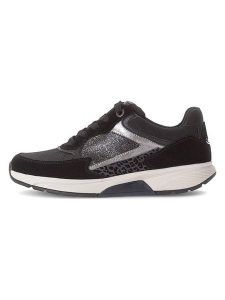 Gabor Skórzane sneakersy w kolorze srebrno-czarnym rozmiar: 37,5. Czarne trampki Gabor, bez wzorów, ze skóry, bez zapięcia. Za 239,95 zł.