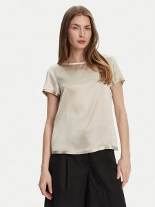 MAX&Co. Bluzka 2516111063200 Beżowy Regular Fit. Brązowe bluzki MAX&Co., bez wzorów, z jedwabiu, bez kołnierzyka, bez ramiączek. Za 369,99 zł.