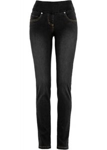 Dżinsy Straight, mid waist, super stretch, z wygodnym paskiem. Niebieskie jeansy bonprix, bez wzorów, z jeansu. Za 117,99 zł.