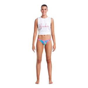 Damskie mini figi do kostiumu kąpielowego Funkita Impressionista brief. Niebieskie figi Funkita, bez wzorów. W wyprzedaży za 91,00 zł.
