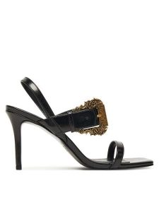 Versace Jeans Couture Sandały 79VA3S71 Czarny. Czarne sandały Versace Jeans Couture, bez wzorów, z jeansu, bez obcasa, na szpilce, bez zapięcia. Za 549,99 zł.