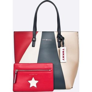 Tommy Hilfiger - Torebka. Szare shopper bag marki TOMMY HILFIGER, z materiału. W wyprzedaży za 499,90 zł.