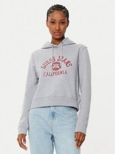 Guess Bluza W5RQ29 K68I4 Szary Regular Fit. Szare bluzy Guess, s, z aplikacjami, z bawełny, bez kaptura. Za 209,99 zł.