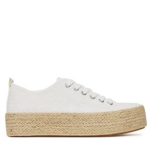 Espadryle DeeZee. Białe espadryle DeeZee, bez wzorów, bez obcasa. Za 79,99 zł.
