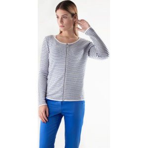 Kardigan w kolorze biało-czarnym ze wzorem. Kardigany marki Far Far Fashion. W wyprzedaży za 99,95 zł.