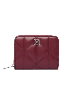 Calvin Klein Portfel Quilted Flap Zip Around LV04F1124G Różowy. Czerwone portfele Calvin Klein, bez wzorów, ze skóry. Za 329,99 zł.