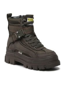 Buffalo Botki Aspha Com1 Laceup Mi BN1622160 Khaki. Brązowe botki Buffalo, bez wzorów, ze skóry, bez obcasa, na płaskiej podeszwie, bez zapięcia. Za 559,99 zł.