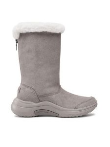 Skechers Kozaki On The Go Midtown 144299/DKTP Szary. Szare kozaki Skechers, bez wzorów, ze skóry, bez obcasa, na płaskiej podeszwie, bez zapięcia. Za 379,09 zł.