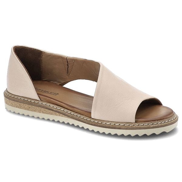 Sandały damskie Artiker, wykonane ze skóry naturalnej licowej z odkrytym przodem szerokimi paskami po bokach i przeszyciem wokół podeszwy, jasnoróżow. Czerwone sandały ARTIKER, bez wzorów, ze skóry, z otwartym noskiem, bez obcasa, na platformie, bez zapięcia. Za 269,00 zł.