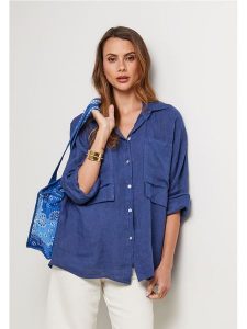 Lin Passion Shopper bag w kolorze niebieskim rozmiar: onesize. Niebieskie shopper bag Lin Passion, bez wzorów, z bawełny, na ramię, bez dodatków. Za 165,99 zł.