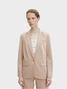Tom Tailor Marynarka 1032858 Beżowy Regular Fit. Brązowe marynarki i żakiety Tom Tailor, m, bez wzorów, z wiskozy. Za 449,99 zł.
