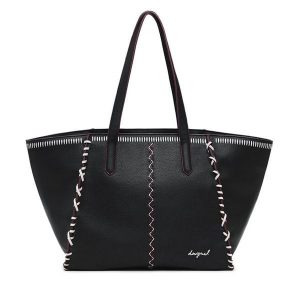 Torebka Desigual. Czarne shopper bag Desigual, bez wzorów, bez dodatków. Za 309,99 zł.