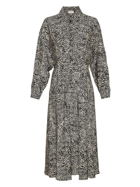 MOSS COPENHAGEN Sukienka "Amabella" w kolorze beżowo-czarnym rozmiar: M. Brązowe sukienki Moss Copenhagen, na co dzień, m, bez wzorów, z wiskozy, klasyczne, bez kołnierzyka, bez ramiączek, maxi, proste. Za 148,26 zł.