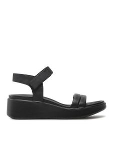 ECCO Sandały Flowt Wedge Lx W 27330351052 Czarny. Czarne sandały ecco, bez wzorów, z nubiku, bez obcasa, na koturnie, bez zapięcia. Za 409,99 zł.
