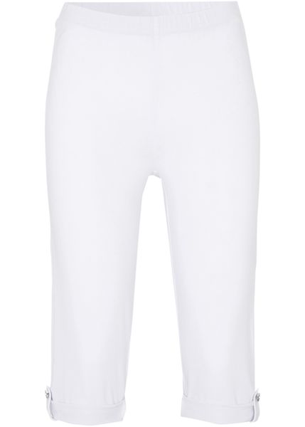 Legginsy rybaczki z bawełny organicznej. Białe legginsy bonprix, bez wzorów, z bawełny. Za 62,99 zł.