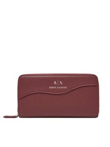 Armani Exchange Portfel 948068 CC783 UA343 Bordowy. Czerwone portfele Armani Exchange, bez wzorów, ze skóry. Za 429,99 zł.