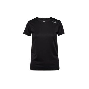 Koszulka damska DIADORA L. SS CORE TEE. Czarne koszulki sportowe Diadora, bez wzorów, bez ramiączek. Za 34,99 zł.