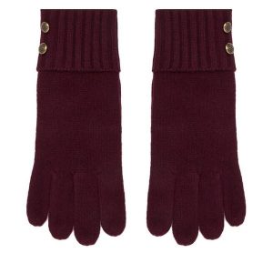 Rękawiczki LAUREN RALPH LAUREN. Czerwone rękawiczki Lauren Ralph Lauren, bez wzorów, z dzianiny. Za 329,99 zł.