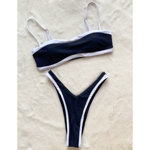 Dwuczęściowy strój kąpielowy z odważnym wycięciem Fransien. Białe bikini Intica, bez wzorów, z tkaniny. Za 159,00 zł.