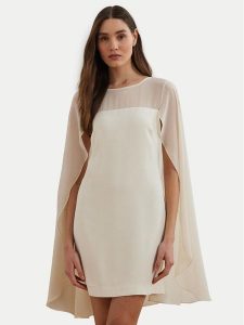 LAUREN RALPH LAUREN Sukienka koktajlowa 253963771001 Écru Regular Fit. Białe sukienki Lauren Ralph Lauren, bez wzorów, z syntetyku, wizytowe, bez kołnierzyka, bez ramiączek. Za 693,99 zł.