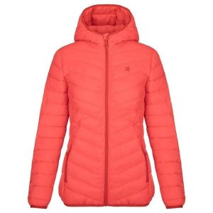 Kurtka damska LOAP Irmania - wodoodporna, fluo koralowy róż. Czerwone kurtki LOOP, na zimę, bez wzorów, z puchu, bez kaptura. Za 277,99 zł.