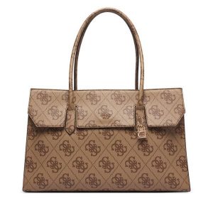 Torebka Guess. Brązowe shopper bag Guess, z aplikacjami, bez dodatków. Za 794,99 zł.