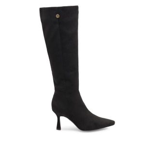 Kozaki Nine West. Czarne kozaki Nine West, bez wzorów, bez obcasa, na szpilce, bez zapięcia. Za 329,99 zł.