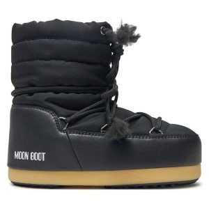 Śniegowce Moon Boot. Czarne buty zimowe Moon Boot, z nylonu, bez obcasa, bez zapięcia. Za 599,99 zł.