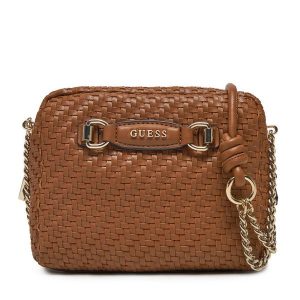 Torebka Guess. Brązowe listonoszki Guess, z aplikacjami, bez dodatków. Za 319,99 zł.