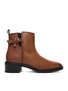 MEXX Botki CEO-MX/044C-WI44 Brązowy. Brązowe botki Mexx, bez wzorów, ze skóry, bez obcasa, na słupku, bez zapięcia. Za 379,99 zł.