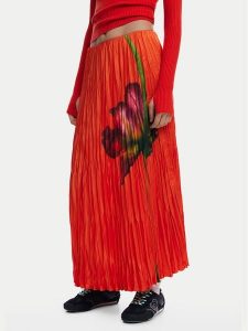 Desigual Spódnica plisowana Follet 25SWFW06 Pomarańczowy Regular Fit. Brązowe spódnice Desigual, l, bez wzorów, z syntetyku. Za 239,99 zł.