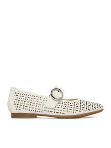 Remonte Baleriny CEO-D0K16-80 Biały. Białe balerinki Remonte, bez wzorów, ze skóry, bez obcasa, bez zapięcia. Za 369,99 zł.