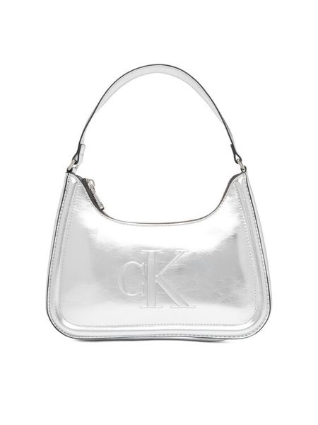 Calvin Klein Torebka Bold Ck Metallic Shoulder Bag LV04F3332G Srebrny. Szare torebki klasyczne Calvin Klein, bez wzorów, ze skóry, bez dodatków. Za 409,99 zł.